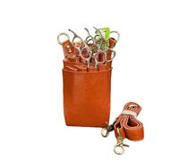 Paquete de peluquería， Funda for Tijeras de peluquería, Estuche Herramientas Piel Vaca for Estilista, Profesor Mascotas, Peluquero, Cintura, Hombro(Brown)