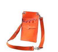 Paquete de peluquería， Kit de Tijera for Peluquero y Estilista Cuero auténtico, cinturón Cruzado for el Cuerpo, riñonera, Bolsa for Tijeras(Orange)