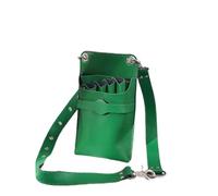 Paquete de peluquería， Kit de Tijera for Peluquero y Estilista Cuero auténtico, cinturón Cruzado for el Cuerpo, riñonera, Bolsa for Tijeras(Green)