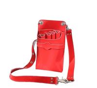 Paquete de peluquería， Kit de Tijera for Peluquero y Estilista Cuero auténtico, cinturón Cruzado for el Cuerpo, riñonera, Bolsa for Tijeras(Red)
