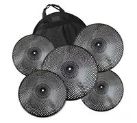 Paquete De Platillos Silenciosos De Bajo Volumen Platillos Silenciosos Negro 5 PCS 14 Hihat + 16 Crash + 18 Crash + 20 Ride Para Juego De Batería Platillos de batería