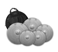 Paquete De Platillos Silent Low Volume 5 PCS+Bolsa De Platillos Plata Platillos de batería (Color : Bright Silver)