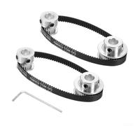 Paquete de poleas de distribución de aluminio 2GT: 2 x 20T + 2 poleas de calibre 36T de 8 mm y 2 correas de 200 mm y 6 mm para control de movimiento mecánico y lineal