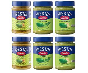 Paquete de prueba Barilla verde 2 pesto Basilico e Rucola 2 x pesto genovese 2 x Pesto pistacchio Pesto Basilico e Pistacchio Pesto con albahaca y pistachos 6 x 190 g