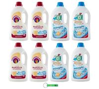 Paquete de prueba de detergente Marsella Spuma Di Sciampagna 4 x 1215 ml + Chanteclair 4 x 1260 ml + llavero Beni Culinari gratis