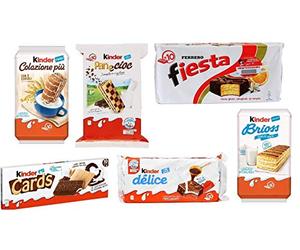 Paquete de prueba Kinder Ferrero Brioss Colazione con Panecioc Delice Snack Cards Fiesta