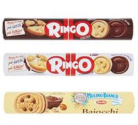 Paquete de prueba Mulino Bianco Baiocchi Pavesi Ringo Cacao e Vaniglia Tubo Galletas Galletas Biscuits Cookies 3 unidades de aperitivos italianos