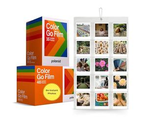Paquete de Recambios Polaroid, Película de Impresión a Color para Cámara Instantánea con Película Polaroid Go, 64 Tomas y Álbum de Fotos Clikoze de Pared