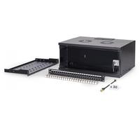 DIGITUS Juego de Red de 19 pulg - Armario de Red 4U Soho Pro - Estante 1U - Panel de Conexiones de 24 Puertos - 24 módulos Keystone - 30 Cables de conexión - sin Montar - Negro