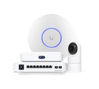 Paquete de red y seguridad Ubiquiti - Cloud Gateway Max, Punto de acceso WiFi 7, Switch 8 puertos L3 PoE+/PoE++, Cámara PoE 2K G5 Flex - Kit de conectividad y vigilancia profesional