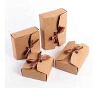 Paquete de regalos de fiesta, 25 Pack Collapsible Wedding Candy Boxes Party Favors Multicolor Multiple Sizes(14X14X5CM-BROWN)