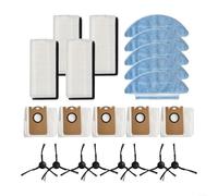 Paquete de repuesto de filtro de bolsa de tela y cepillo lateral para Medion X20 SW+MD11415 para X21 SW+MD11500 Paquete de componentes de repuesto de máquina de limpieza