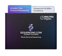Paquete de Sequencing de genoma completo | Elegible para HSA y FSA | Kit de pruebas genéticas WGS | Prueba de ADN todo en uno | Salud personalizada, detección de enfermedades, estado del portador,