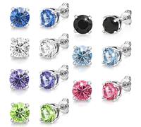 Paquete de siete aretes solitarios creados con cristales Zircondia®