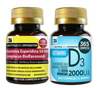 Paquete de suplementos antioxidantes para la circulación, el sistema inmunitario y los huesos | Diosmina, hesperidina y bioflavonoides 100 comprimidos | Vitamina D 365 comprimidos