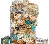 Paquete de tarros de joyería de 25 a 60 piezas | Caja de joyería sorpresa para mujeres con collares, pulseras, anillos, pendientes, llaveros y pinzas para el pelo, regalo único de cumpleaños para