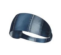 Paquete de un paquete de una cómoda diadema elástica para ejercicio con estampado de mezclilla azul degradado, banda atlética de 4.3 x 13.4 pulgadas, suave y transpirable