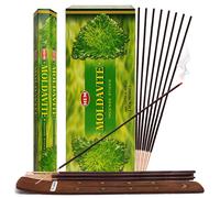 Paquete de varillas de incienso de moldavita y soporte para varillas de incienso. Incienso Insense Hem.