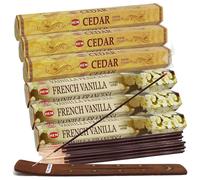 Paquete de varillas de incienso de vainilla francesa y varillas de incienso de cedro con porta incienso para fragancias del hogar y decoraci n es