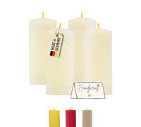 Paquete de velas de Adviento Wachsmann de 4 unidades, 100% cera de abeja, hechas a mano, fabricadas en Alemania, luces de cera con 6 horas de duración, aroma a miel para Navidad (4x10 cm)