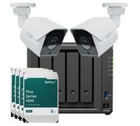 Paquete de vigilancia Synology DS925+ de 32 TB NAS incl. 4 discos duros Synology Plus de 8 TB y 2 cámaras de vigilancia BC500
