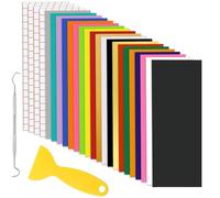Paquete de vinilo para Cricut Joy Starter Kit, HTV calcomanía de transferencia de calor para planchar en vinilo herramienta Cricut Joy accesorios para principiantes, hojas para fiestas, Navidad