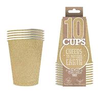 Paquete de x10 vasos de oro brillante | Vasos Americanos Dorados con Purpurina 53cl | Beer Pong de primera calidad | Vasos de papel reciclables ultrarresistentes | OriginalCup®