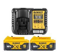 Paquete Doble de baterías de Iones de Litio DEWALT B DCB184 5.0ah 18v XR + Cargador DCB115, Color Amarillo.