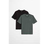 Paquete doble de camisetas normales de cuello redondo Black XL