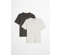 Paquete doble de camisetas normales de cuello redondo Dark Grey XS