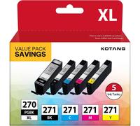 Paquete económico de 5 colores PGI-270XL/CLI-271XL compatible con Canon MG5720/MG5721/MG5722/MG6820/MG6821/MG6822/TS6020 (PGBK, BK, C, M, Y)