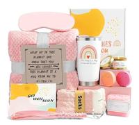 Paquete Get Well Soon Care, cesta de regalo de 12 piezas para amigos enfermos después de la cirugía, caja de regalo para ella con manta rosa