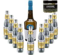 Paquete Gintonic - Gin Drouin + 9 Fiebre india Agua Árbol Premium - (70cl 20cl + 9 *) + Pot 50 rodajas de pepino seca