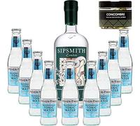Paquete GINTONIC - Sipsmith Gin + 9 del árbol de fiebre mediterránea Agua - (70cl 20cl + 9 *) + Pot 50 rodajas de pepino deshidratado