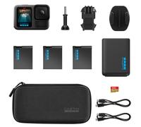 GoPro Paquete de batería extendida HERO13 Black: Incluye Cargador de batería Dual, 3 baterías Enduro, Tarjeta microSD de 64 GB, Soporte Adhesivo Curvo y Estuche para cámara