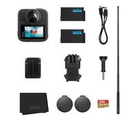 Paquete GoPro MAX2 + Accesorios: Incluye Poste de extensión de 1,2 m (4 pies), 2 baterías Enduro de 1960 mAh y Tarjeta microSD SanDisk de 64 GB