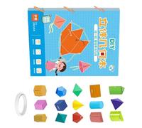 Paquete manipulativo de matemáticas cosido a mano Realidad aumentada Libro de trabajo de construcción de modelos de para práctica de razonamiento Ejercicios de geometría de plegado de más