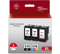 Paquete Multipack de Cartuchos Remanufacturados PG-575XL CL-576XL 575 XL 576 XL Compatibles para Canon 575 576 Cartuchos para TS3550i TS3551i TR4750i TR4751i (2x 575 XL Negro, 1x 576 )