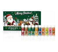 Paquete múltiple de bálsamo labial de Navidad, paquete de 10 bálsamos labiales de Navidad, paquete múltiple de bálsamo labial hidratante, bálsamo labial de frutas para niñas y mujeres, regalo a granel