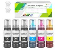 Paquete múltiple frascos de tinta Compatible para impresoras EPT104 ET-2820 ET-4800 ET-2870 ET-2810 ET-2862 ET-2826 ET-2856 ET-4810 ET-2811 ET-2812 ET-2815 ET-2821 ET-2710 ET-2711 (6PK 3BK/C/M/Y)