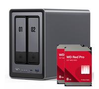 Paquete NAS UGREEN DXP2800 de 16 TB con WD Red Pro NAS con 2 discos duros WD Red Pro SATA de 3,5 pulgadas y 8 TB cada uno