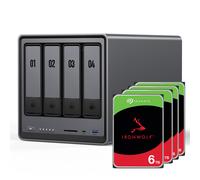 Paquete NAS UGREEN DXP4800 IronWolf de 24 TB de Seagate NAS incl. 4 discos duros SATA de 3,5 pulgadas Seagate IronWolf de 6 TB
