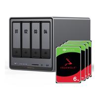 Paquete NAS UGREEN DXP4800 Plus con Seagate IronWolf de 24 TB NAS con 4 discos duros Seagate IronWolf de 6 TB, 3,5 pulgadas y SATA