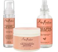 Paquete para cabello rizado SheaMoisture: Mousse antifrizz de 7.5 onzas l quidas, Smoothing potenciador de rizos de 12 onzas, Bruma fijadora y ab