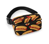 Paquete pequeño con Estampado Completo para Hombres, Bolso de cinturón portátil, Bolso de Cintura con decoración de Vestido de Moda con Correa Ajustable Compatible con Hot Dogs de Comida Divertida