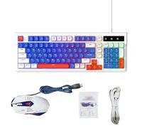 Paquete Retroiluminado Multicolor del Ratón del Teclado del Juego de 98 Teclas USB ató con Alambre El Triunfo 98SE/ME/2000/XP/Vista/7/10 (Azul Blanco) (Blanco Azul)