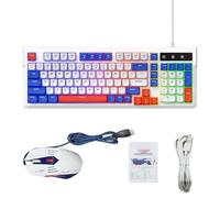 Paquete Retroiluminado Multicolor del Ratón del Teclado del Juego de 98 Teclas USB ató con Alambre El Triunfo 98SE/ME/2000/XP/Vista/7/10 (Azul Blanco) (Azul Blanco)