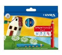 Paquete Super Jumbo De 12 Lápices De Color Lyra Groove Triple 1 Solubles En Agua