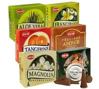 Paquete variado de conos de incienso Hem n. 3 y paquete de quemador de incienso en forma de cono con las 6 fragancias ms deseadas