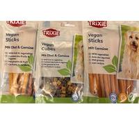 Paquete variado de golosinas veganas para perros, palitos y cubos veganos (paquete de 3)